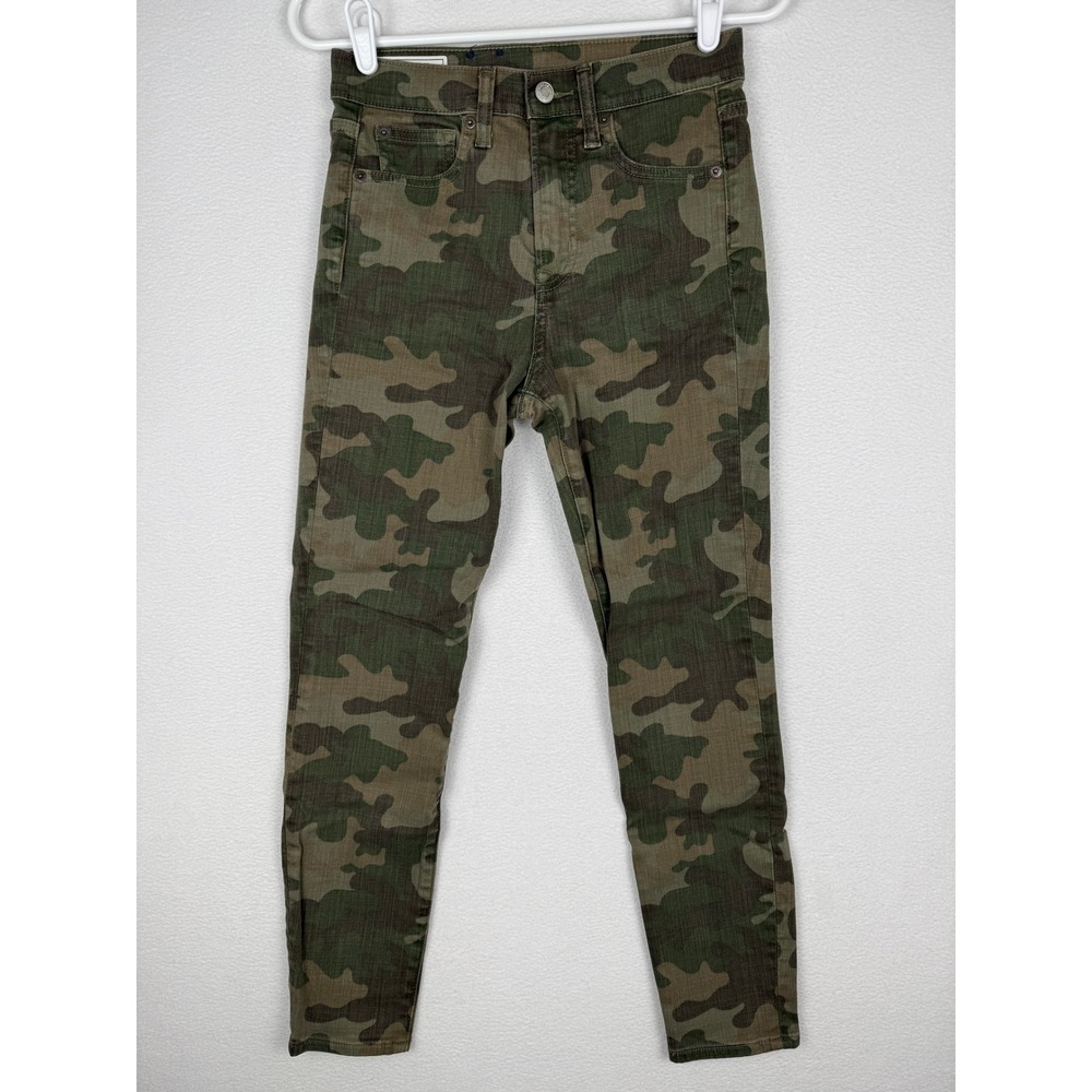 Gap True Skinny Ankle Jeans Womens 26/2 Green Olive Camo High Rise Stretch